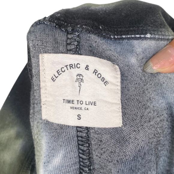 Electric & Rose Green Gray Tie Dye Swirl Textured Fleece Jogger Sweatpants SZ S - Picture 7 of 8